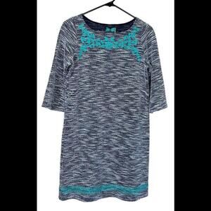 Anthropologie‎ THML Embroidered Dress Women’s Small White Turquoise Black Boho